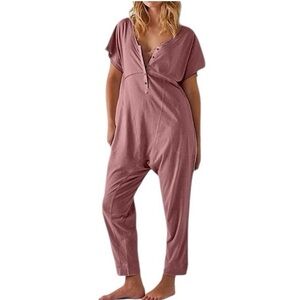 Free People M pillow talk pink Henley romper